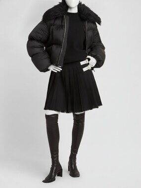 Jil Sander Women's Black Gathered Quilted Jacket Size 36/US 6